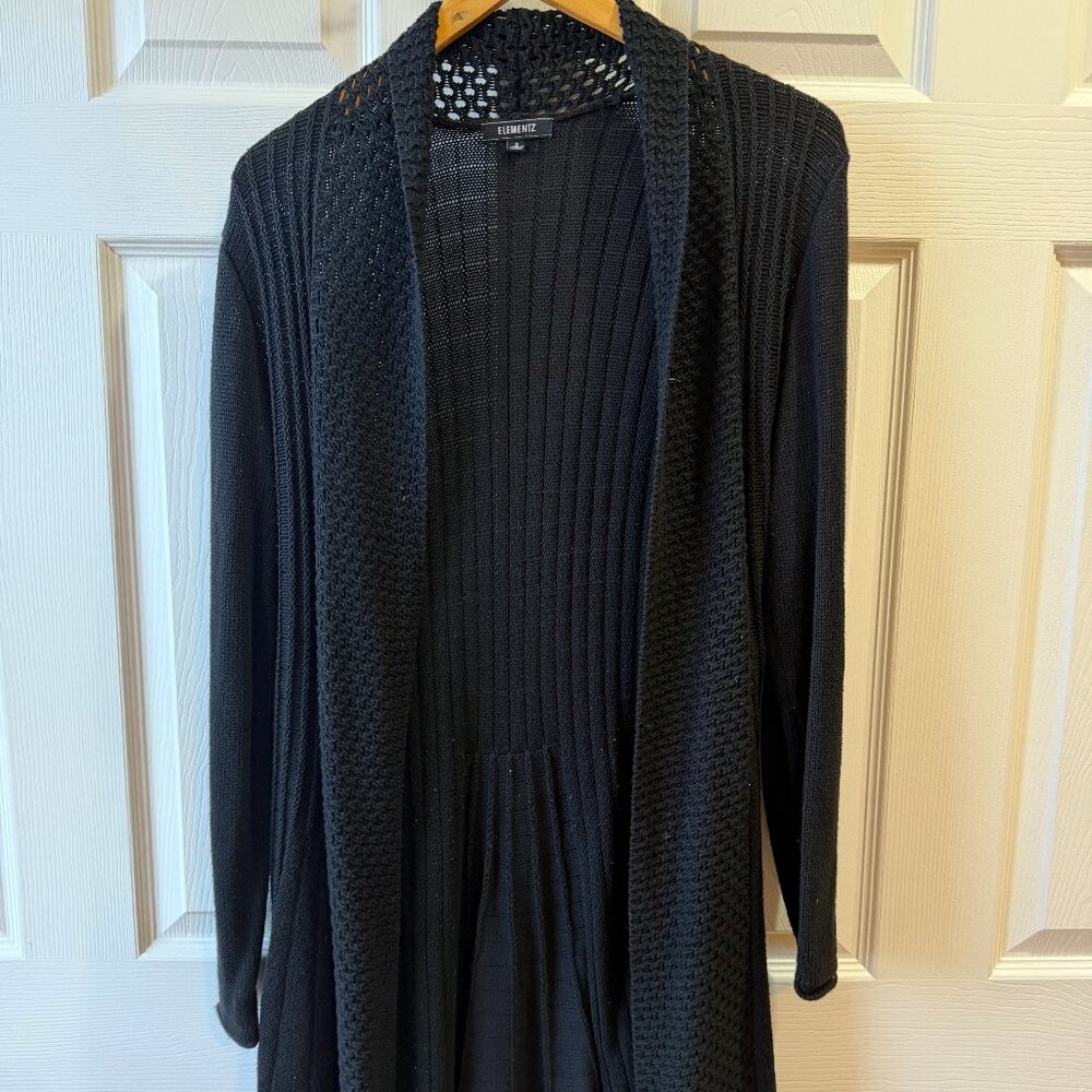 Elemente Clemente Black Long Open-Front Cardigan - Size Small